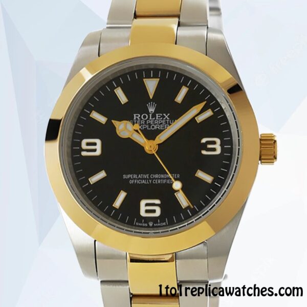 1:1 Replica Rolex Explorer m124273-0001 Rolex Calibre 2836/2813 Men's Black Dial Two-tone 1:1 Replica Rolex Explorer m124273-0001 Rolex Calibre 2836/2813 Men's Black Dial Two-tone
