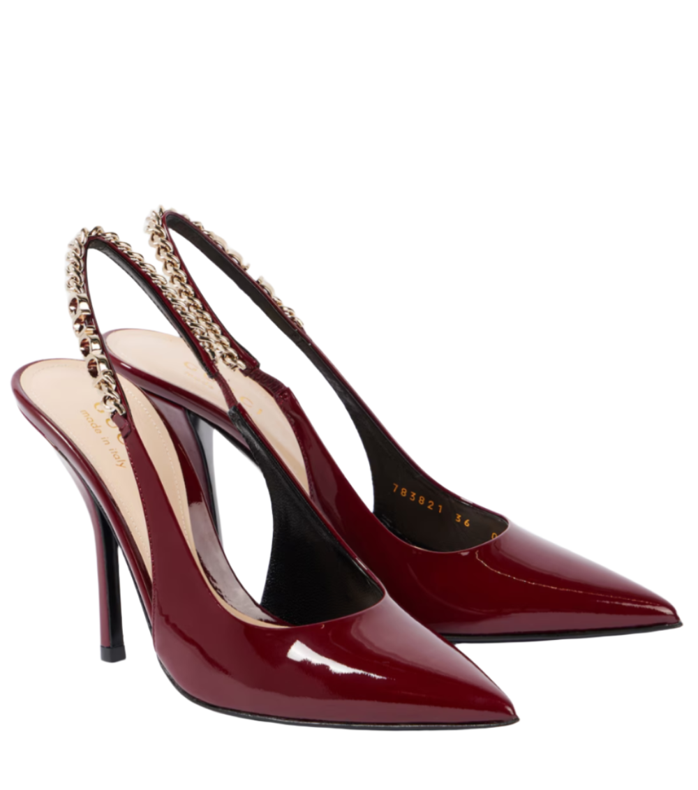 Signoria patent leather slingback pumps Signoria patent leather slingback pumps