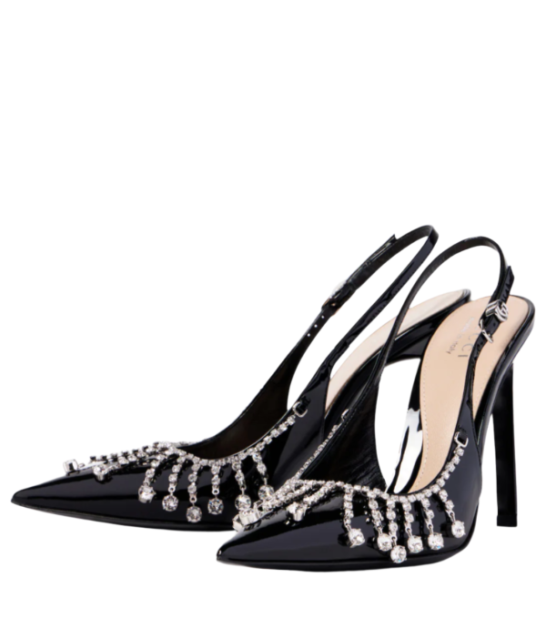 Embellished patent leather slingback pumps Embellished patent leather slingback pumps