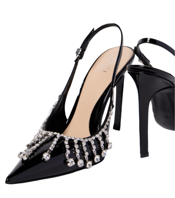 Embellished patent leather slingback pumps Embellished patent leather slingback pumps