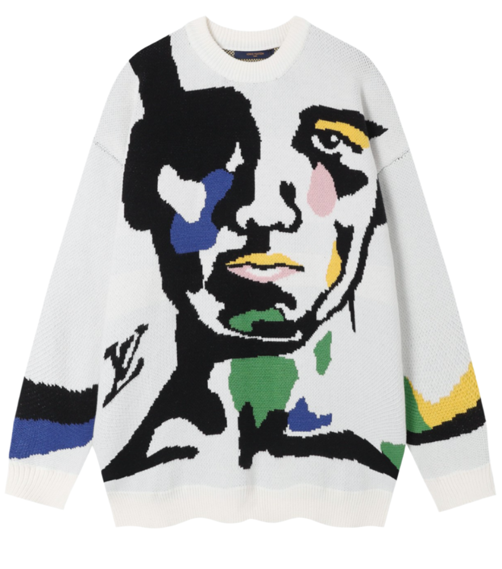 Contrast Jacquard Knit Sweater