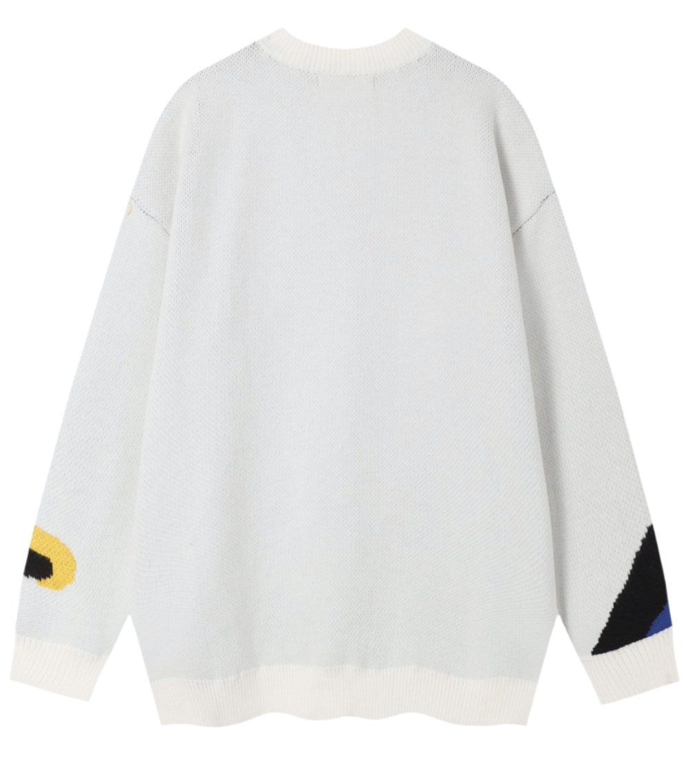 Contrast Jacquard Knit Sweater