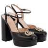 Double G embellished leather platform pumps Double G embellished leather platform pumps