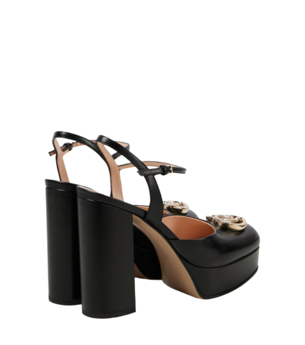 Double G embellished leather platform pumps Double G embellished leather platform pumps