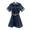 Monogram Denim Dress with Statement Belt