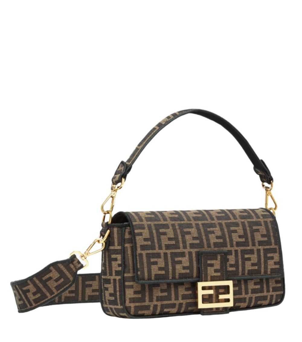 Baguette Brown FF jacquard fabric bag