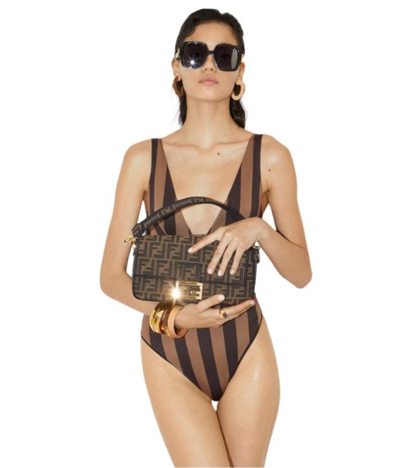 Baguette Brown FF jacquard fabric bag Baguette Brown FF jacquard fabric bag