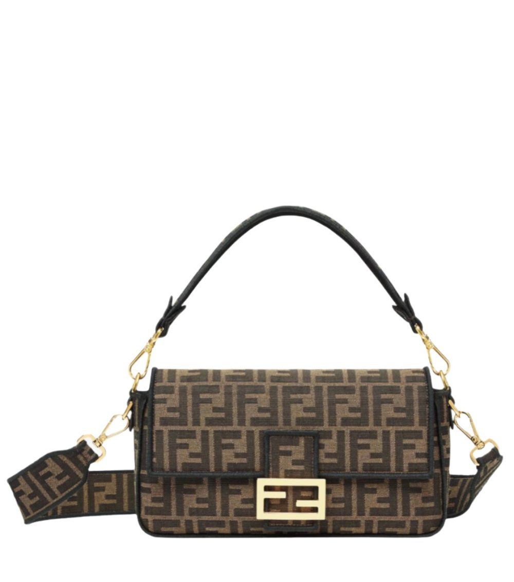 Baguette Brown FF jacquard fabric bag