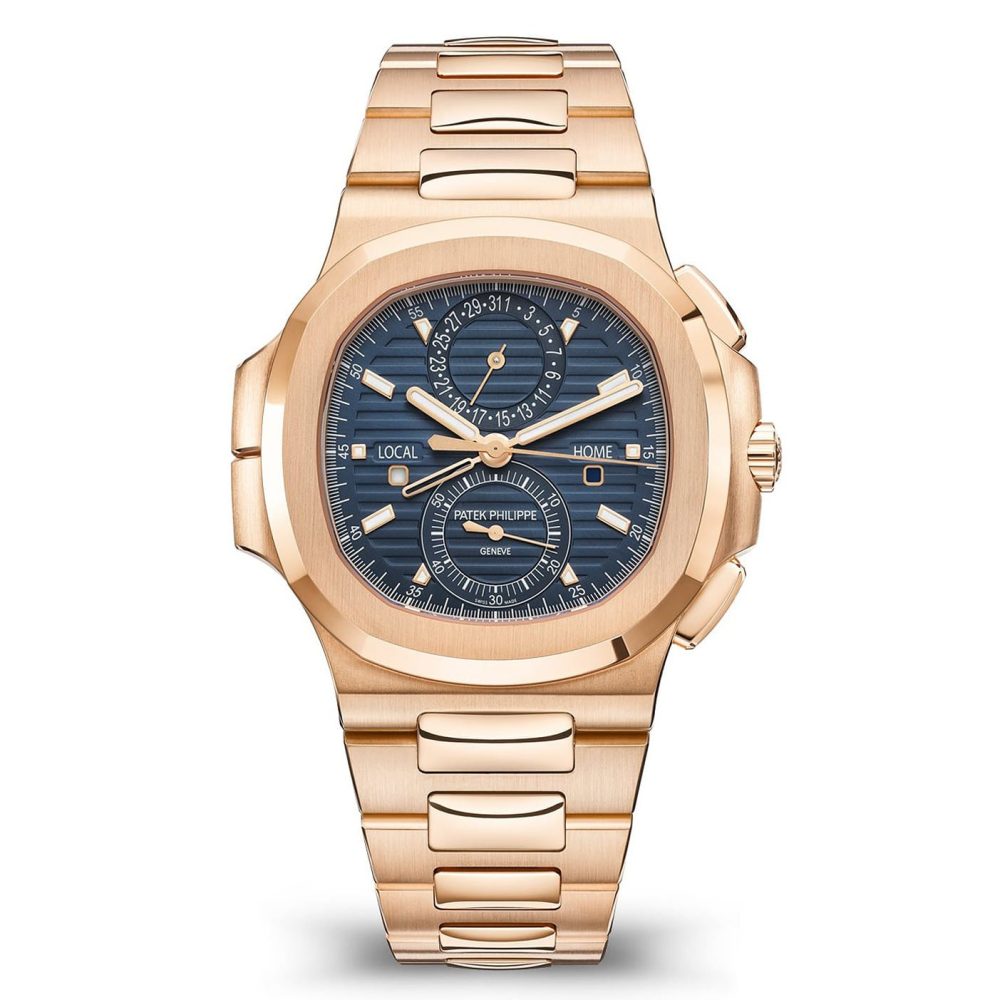 ᐉ Patek Philippe 5990/1R-001 Nautilus Travel Time Chronograph 18k Rose gold Watch Price ⇒ Mio Jewelry