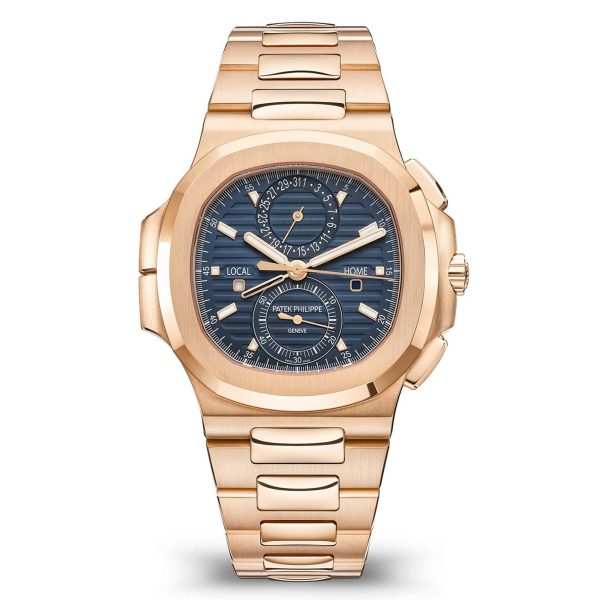 ᐉ Patek Philippe 5990/1R-001 Nautilus Travel Time Chronograph 18k Rose gold Watch Price ⇒ Mio Jewelry